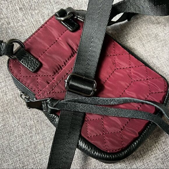 Aimee Kestenberg Just Sayin’ Quilted Crossbody Mini Bag Burgundy Black Leather - Picture 6 of 9